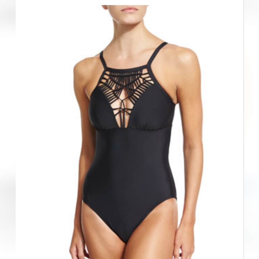 Athena sz med black one piece euc